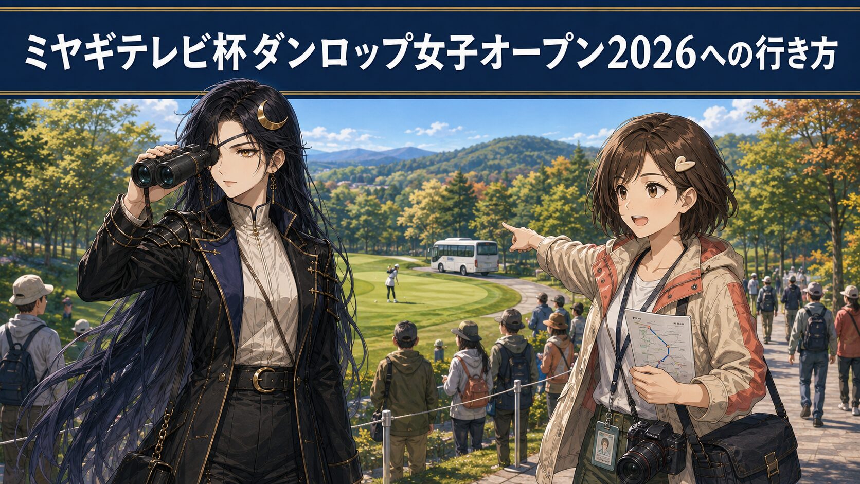 ミヤギテレビ杯ダンロップ女子オープン2026への行き方を紹介するアイキャッチ
