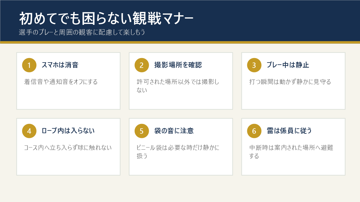 初めてのゴルフ観戦で守りたい6つのマナー
