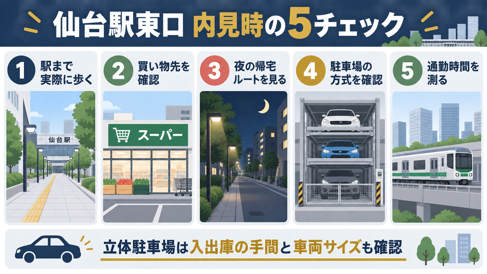 仙台駅東口で部屋を内見するときの5つの確認項目