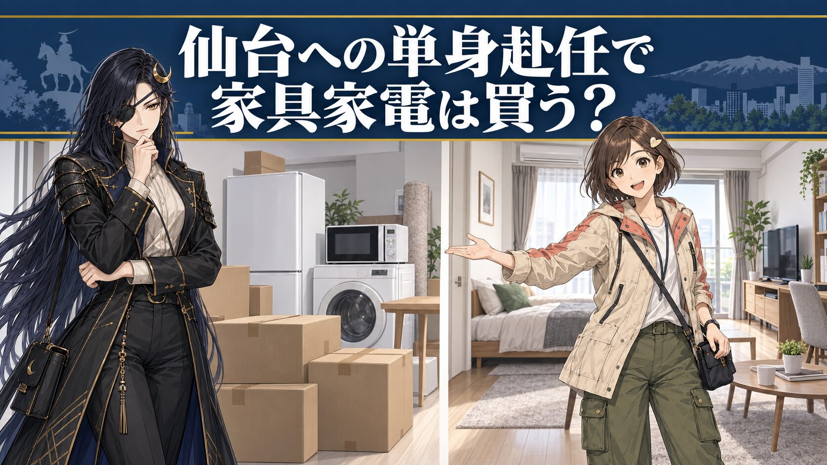 仙台への単身赴任で家具家電は買う？家具家電付き賃貸のメリット・デメリット